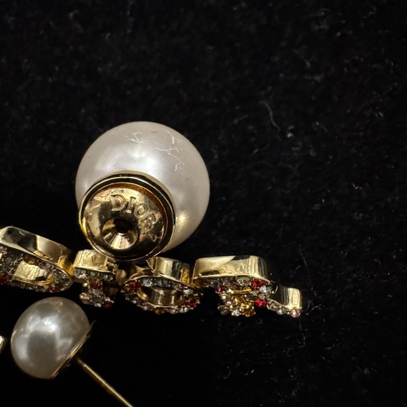 Dior Gold and Pearl Multicolor Crystal Earrings - Picture 6 of 6
